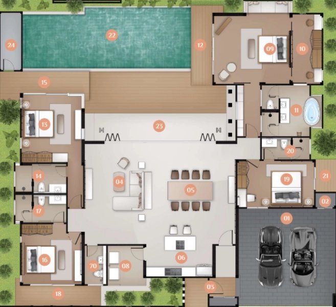 4 bedroom villa with pool 850 meters from Rawai Beach, Phuket at Monetaria villas