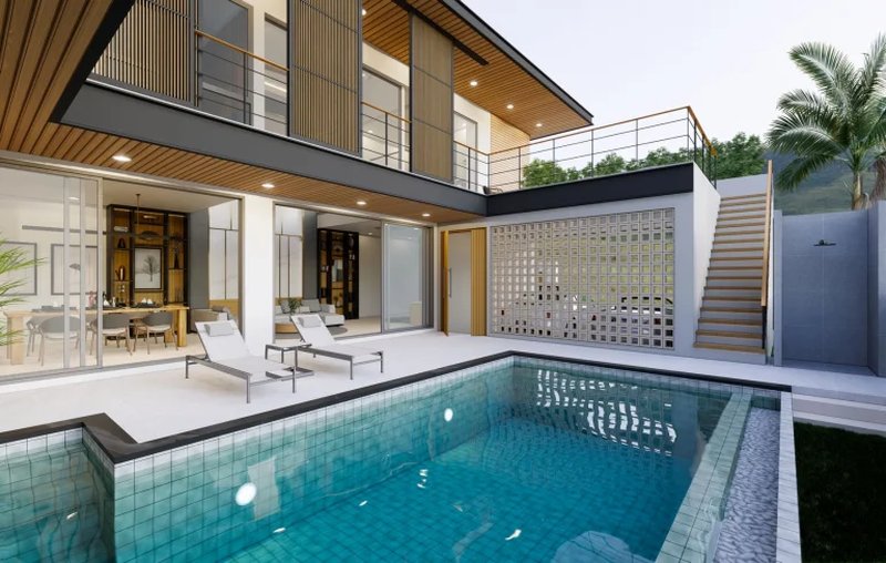 Two-storey 3 bedroom villa with swimming pool near Bang Tao, Phuket in Le Villa Lake