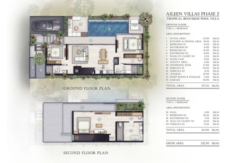 Finished 3 bedroom villa with pool near Naithon Beach, Phuket at Aileen Villas The Tropico