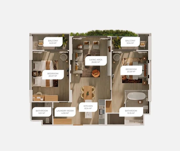 2 Bedroom Apartment near Layan Beach, Phuket in Layan Green Park