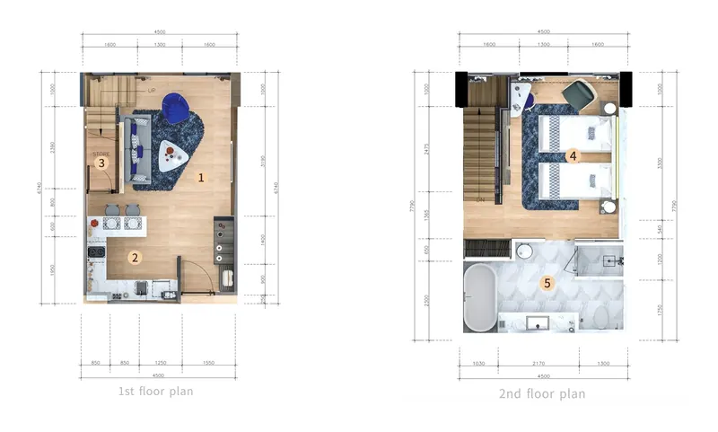 Floor plan of condo in Rawai