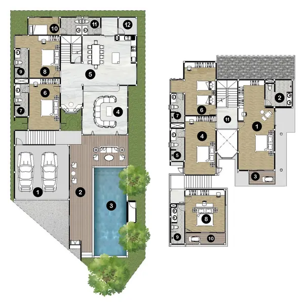Floor plan of villa in Choeng Thale