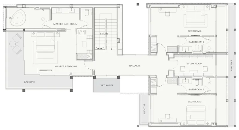 Floor plan of villa in Choeng Thale