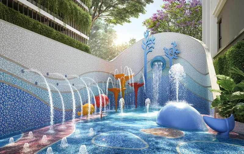 Pool area of condo in Kamala
