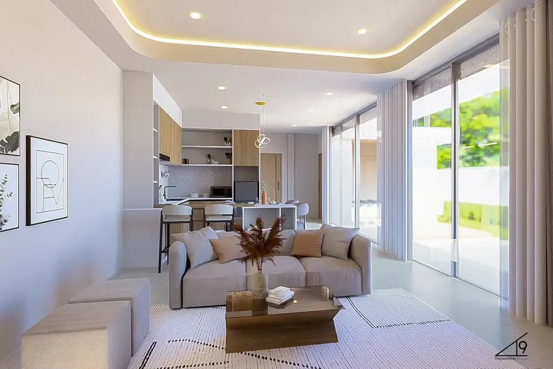 Living room of villa in Si Sunthon