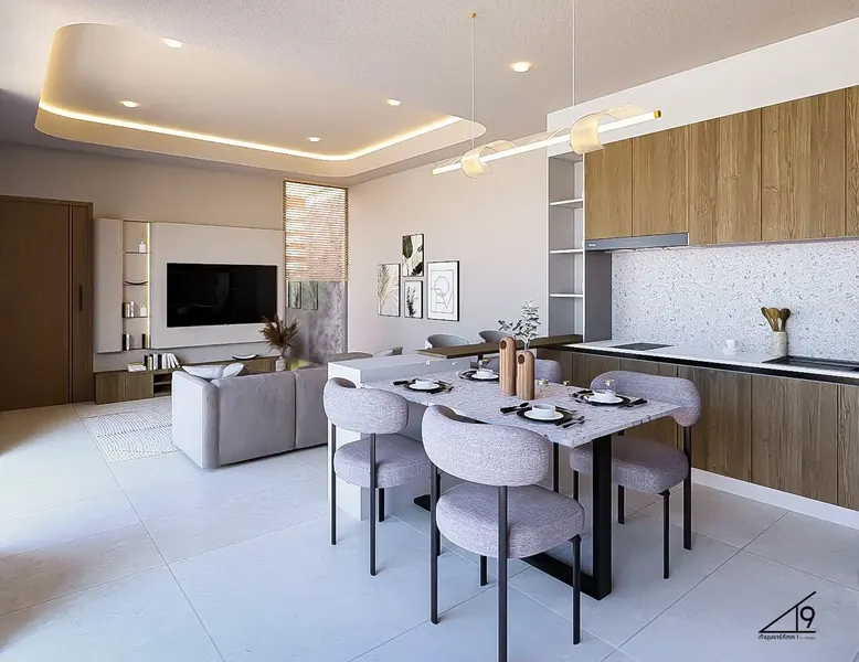 Living room of villa in Si Sunthon