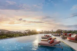 Pool area of condo in Kamala