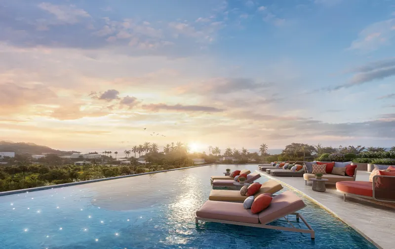 Pool area of condo in Kamala
