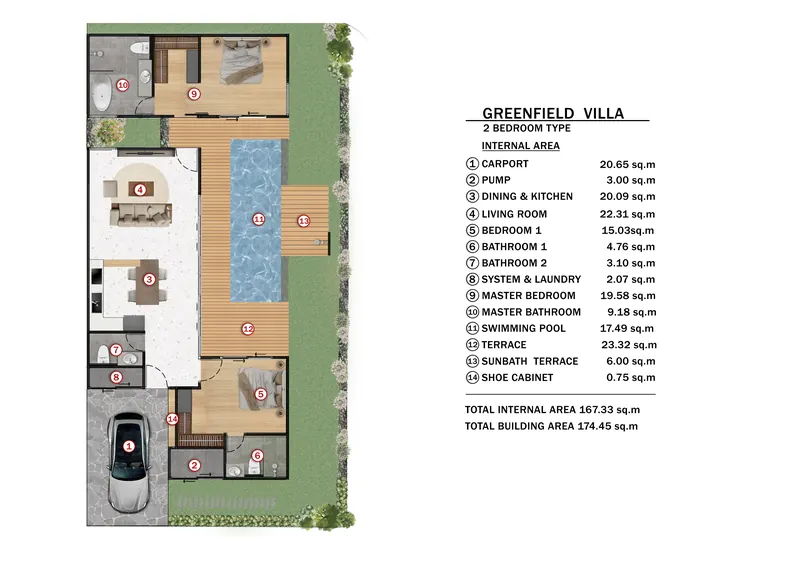 Floor plan of villa in Si Sunthon