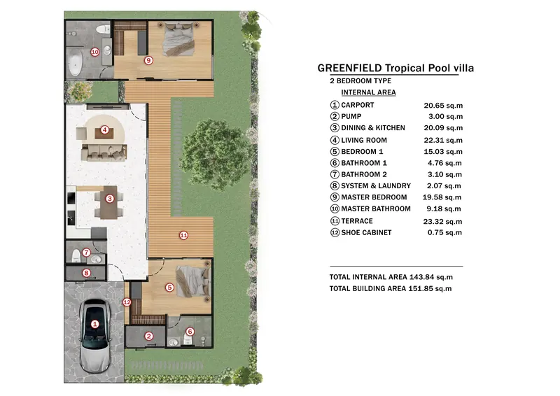 Floor plan of villa in Si Sunthon