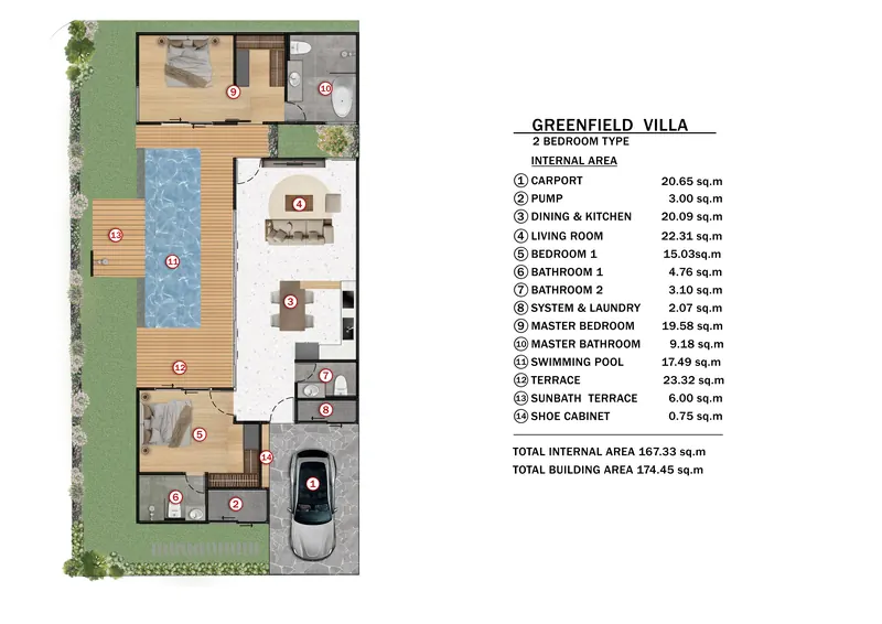 Floor plan of villa in Si Sunthon