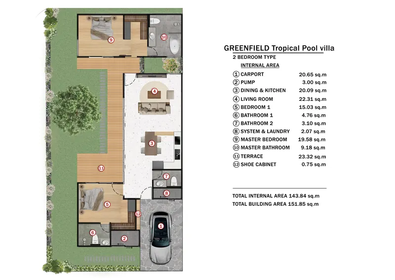 Floor plan of villa in Si Sunthon