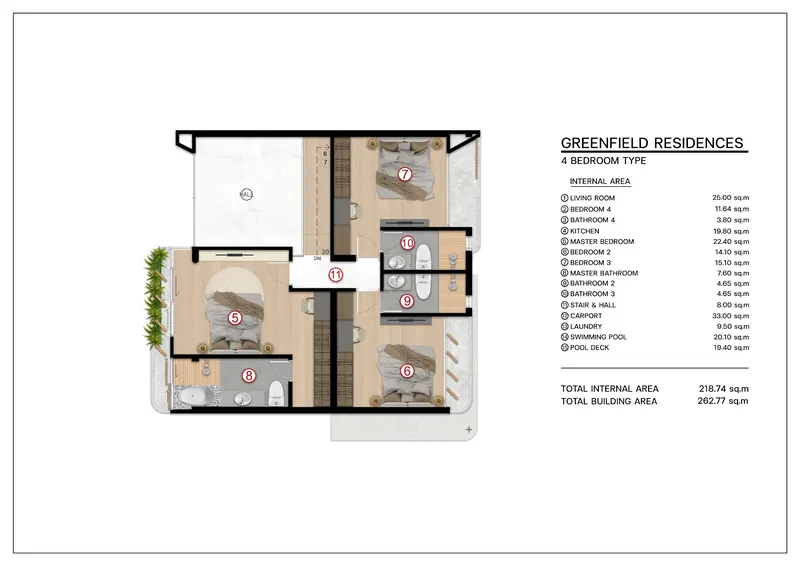 Floor plan of villa in Si Sunthon