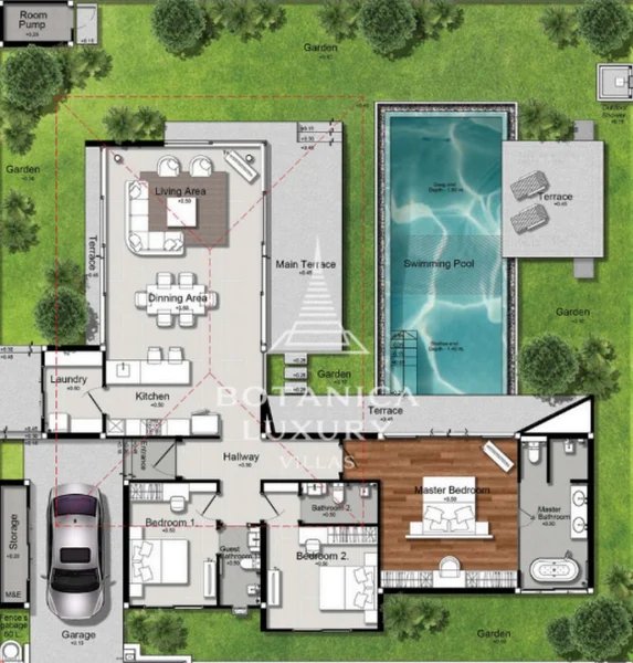 3 Bedroom Spring Villa with Private pool in Talang Area, Phuket at Botanica Four Seasons