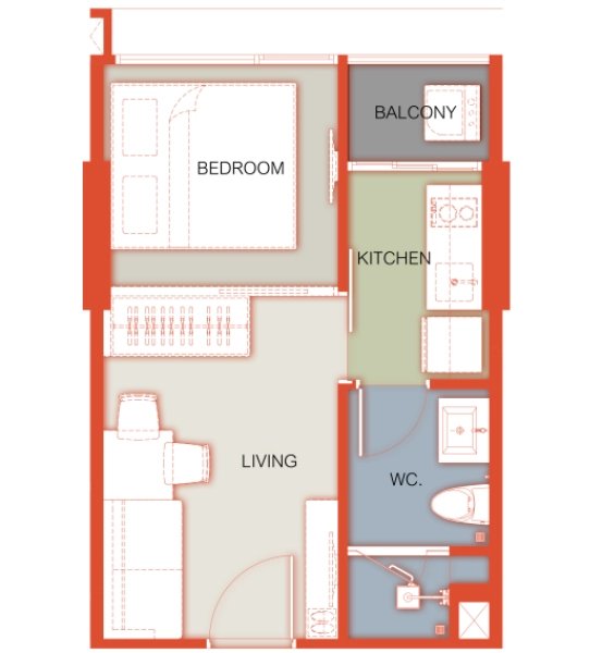 Studio apartment in Talang district, Phuket in the new Arise Vibe Phuket complex