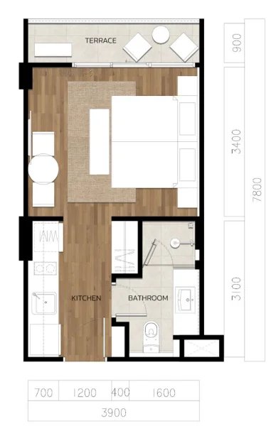 Studio in Bang Tao, Phuket in the new Vip TropiKa residential complex