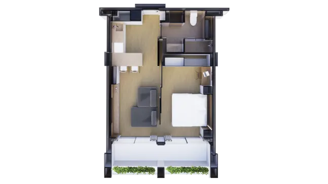 Планировка однокомнатной квартиры в Terra Grouve Layan The Momentum Phuket