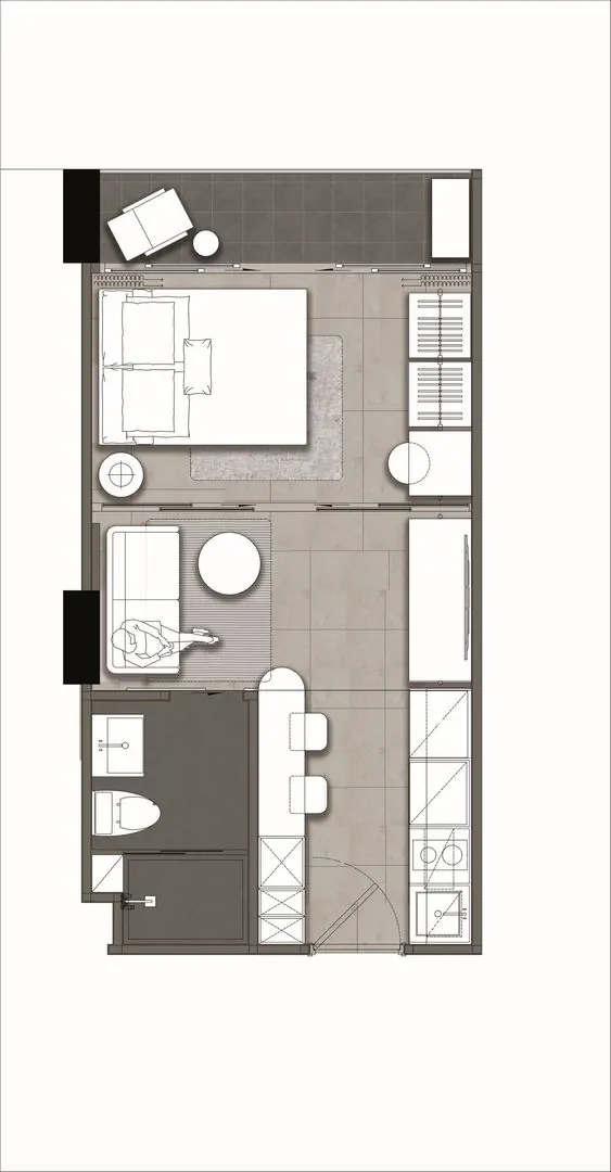 Планировка тип A 28 sqm Wyndham Fantasea Condo Chalong