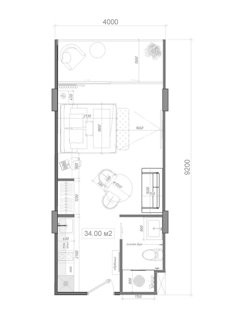 Планировка студия