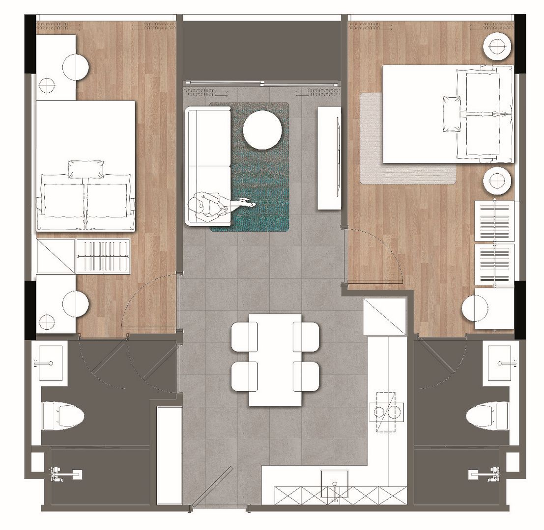 layout type B 56 sqm Wyndham Fantasea Condo Chalong
