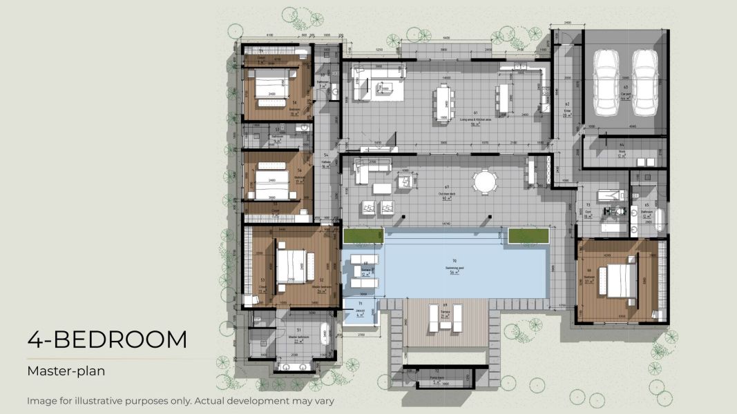 Вилла с 4 спальнями и бассейном в Layan Lucky Villas, Пхукет планировка