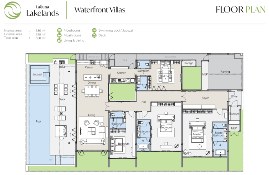 Роскошная вилла с 4 спальнями и частным бассейном в Laguna Lakelands Waterfront Villas, Пхукет планировка