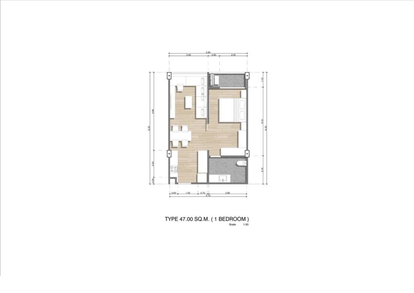 апартаменты с одной спальней в комплексе Hennessy Residence планировка