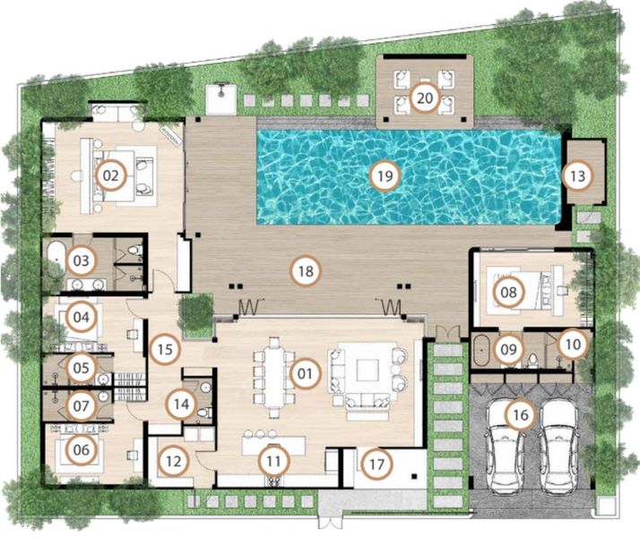 Вилла с 4 спальнями и бассейном в Nakara Luxury Grand Villas на Таланге, Пхукет планировка