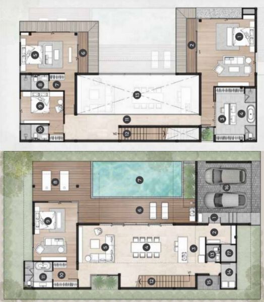 Двухэтажная вилла Tropica с 4 спальнями и бассейном в Highland Park Residences рядом с пляжем Банг Тао, Пхукет планировка