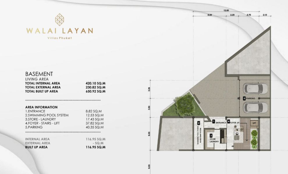 Трехуровневая вилла с 4 спальнями в Walai Layan Villas, Пхукет планировка 1 уровень